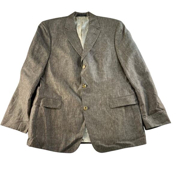 Hugo Boss 46R Scorsese Linen Wool Blend Blazer Sport Coat Jacket 3 Button Brown - Picture 1 of 16